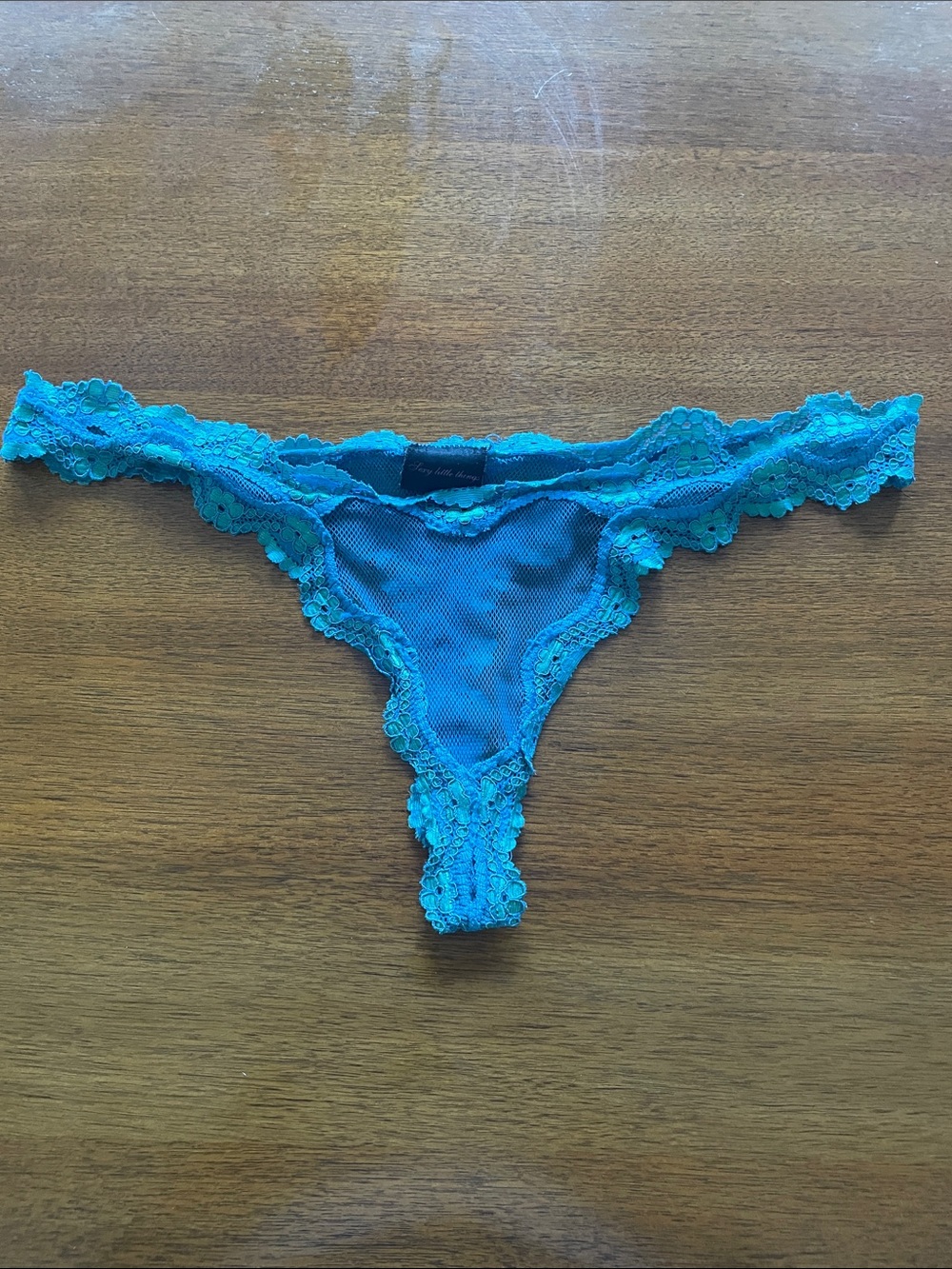 Victoria's Secret Teal Lace Thong medium vintage lace
